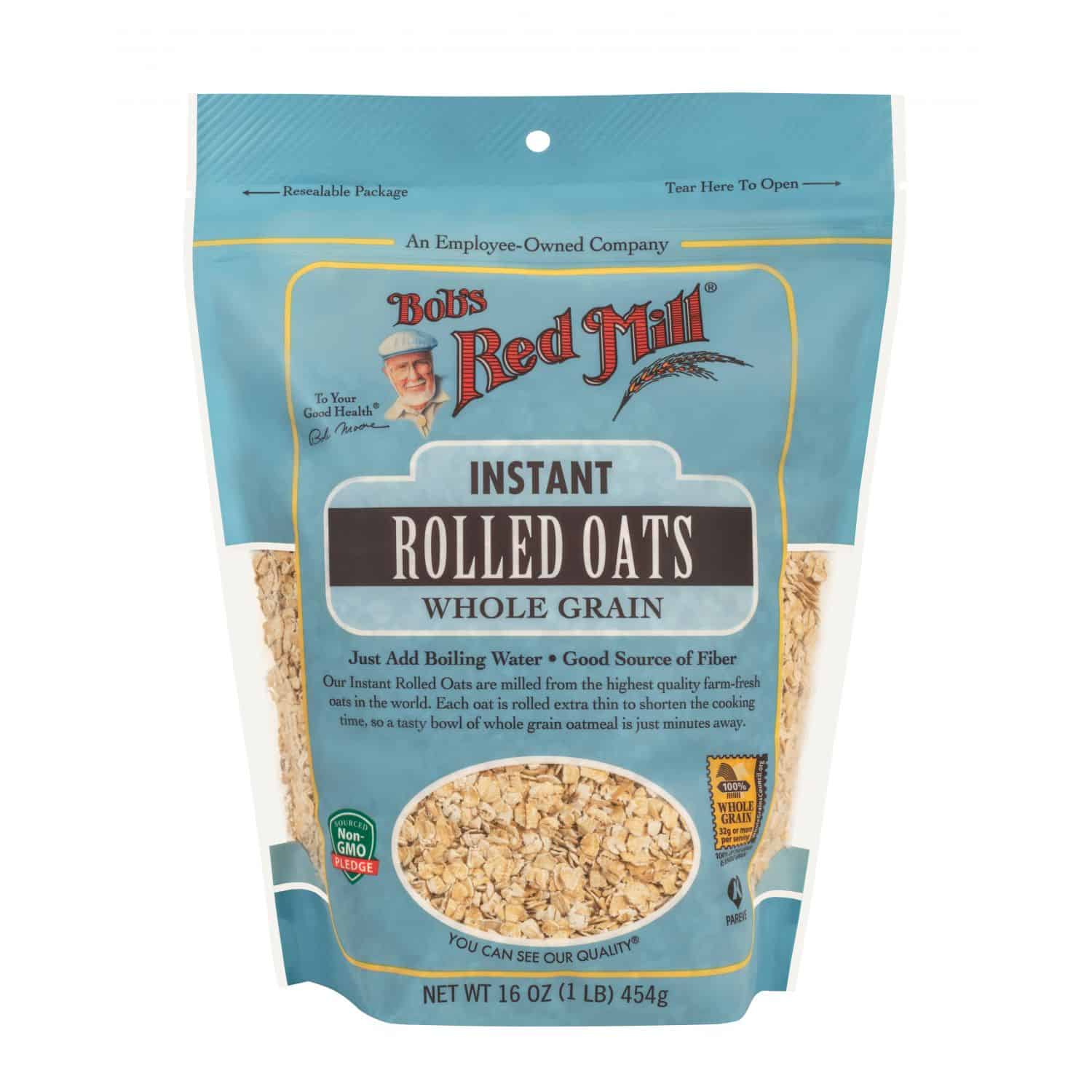#1 Bobs Red Mill Instant Rolled Oats - Best Whole Grain Oatmeal