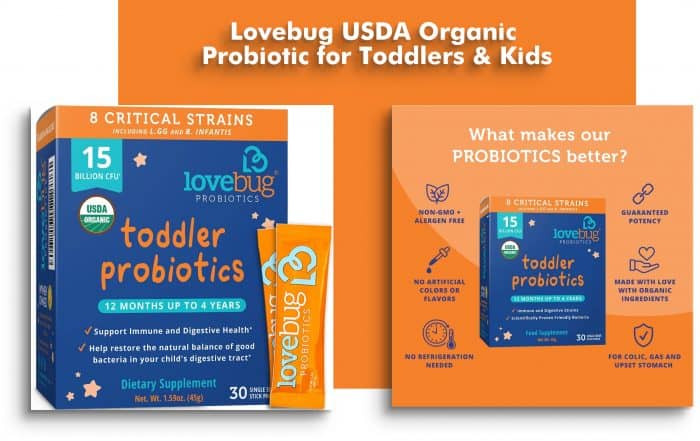 Lovebug USDA Organic Probiotic for Toddlers & Kids